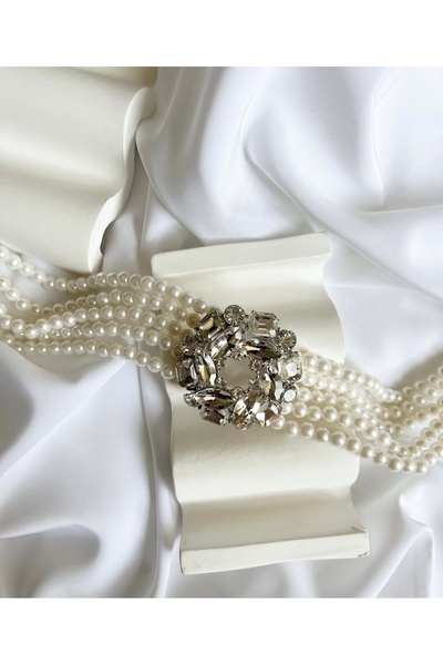 ALİA İnci çiçek baget taşlı choker