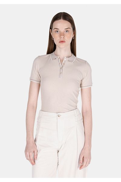 Colin's Slim Fit Polo Neck Plain Women's Beige Short Sleeve T-Shirt