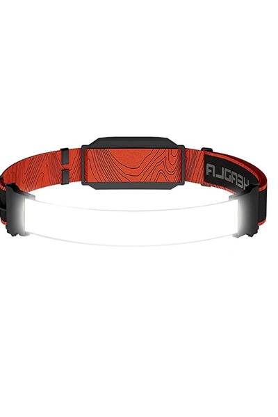OEM Headlamp with LED strip, adjustable, USB cable, rechargeable, black/red