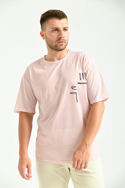 MOVİMENT Μπλουζάκι Dusty Rose Oversize με τύπωμα