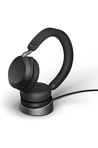 Jabra Evolve2 75 Wireless Headset with Charging Stand and 8 Microphones