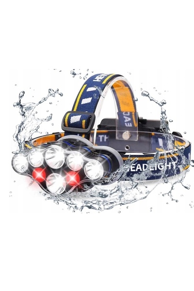 OEM Headlamp with 8x LED, 2 x 8800 mAh batteries, USB charging cable, black