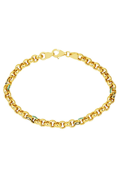 Bilezikci Gözlü Ünisex 14 Ayar Altın Zincir Bileklik