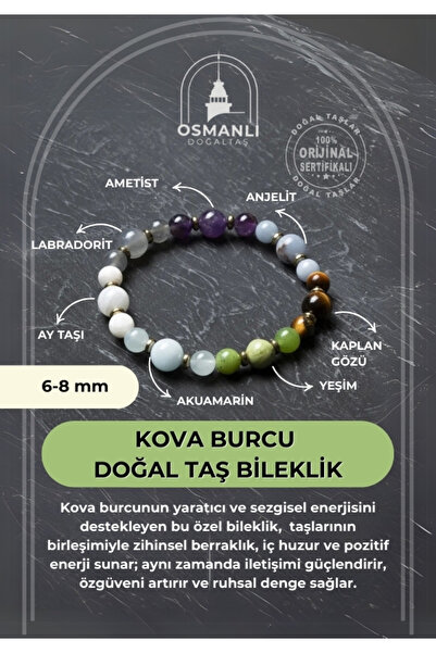 OSMANLI DOĞAL TAŞ Ottoman Natural Stone Certified Aquarius Natural Stone Bracelet