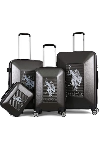 U.S. Polo Assn. U.S. POLO ASSN. Trolley Bag 4 Pcs, Grey, TSA Lock, L 28/M 24/S 20