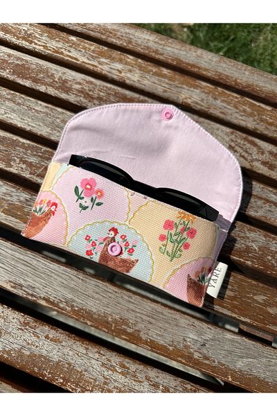 Yare Atelier Sunglasses Case, Patterned Sun, Prescription Glasses Carrying Case Snap Cover Design