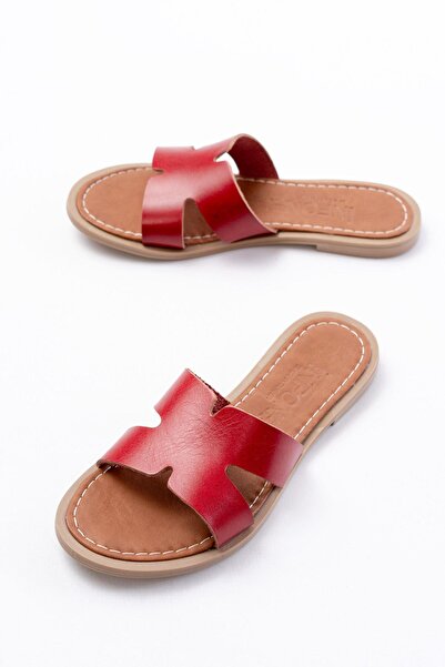 Aymood 169-6100 Червоні ортопедичні тапочки з натуральної шкіри для жінок