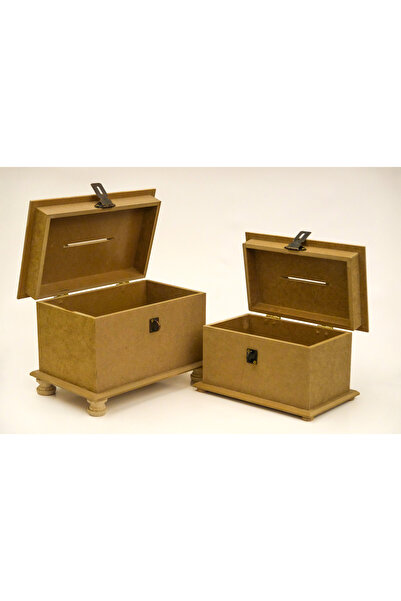 tahtavibe Büyük ve Küçük Takım Kumbara,Asma Kilit Kullanılabilir,Ahşap Hediyelik Eşya,Boyamaya Uygundur