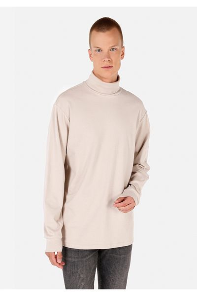 Colin's Comfort Fit Turtleneck Plain Men's Stone Long Sleeve T-Shirt