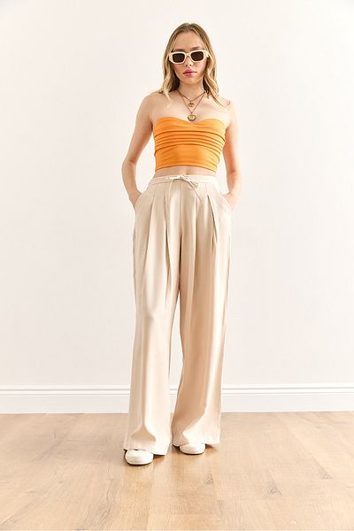 Olalook Women's Stone Pocket Pleated Flowy Wide Leg Pants Pnt-19000349