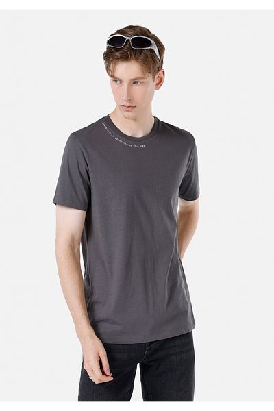 Colin's Regular Fit Round Neck Plain Men's Anthracite Short Sleeve T-Shirt