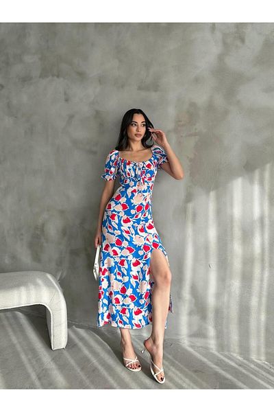 Elaxi Rochie țesută cu cravată în față cu fermoar secret lateral