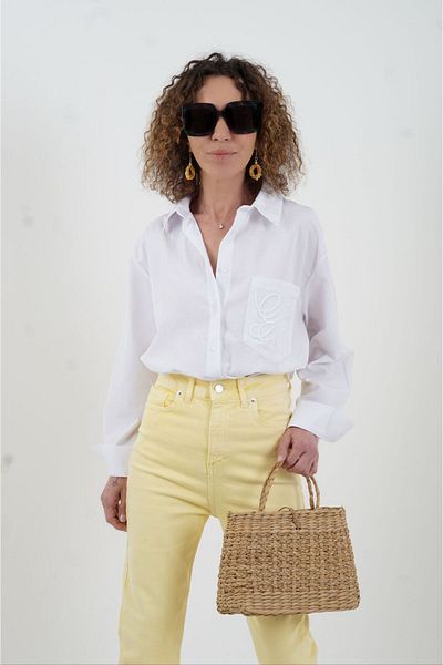 Zelish My Sister Yellow Leg Seamless Mom Fit Jean Trousers
