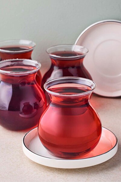 Perotti Kanlıca Platin 12 Parça 6 Kişilik Cam Çay Seti 210 ml