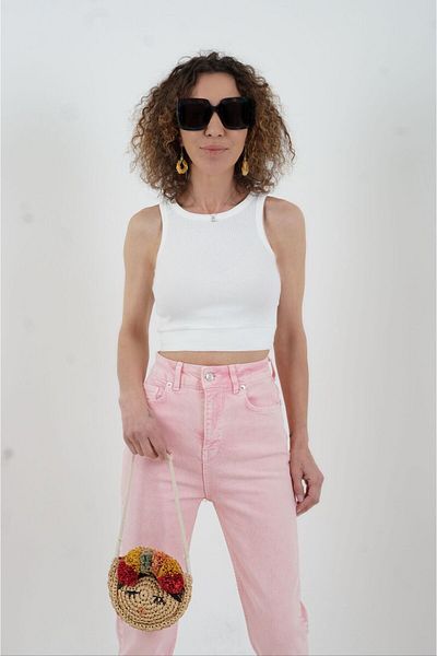 Zelish My Sister Pink Seamless Mom Fit Jean Trousers