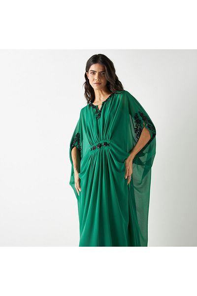 FAV Embellished Kaftan Maxi Dress with Split Neck