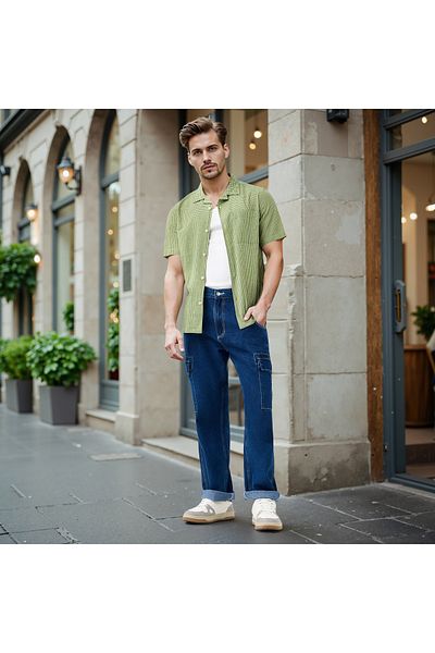 Lee Cooper Lee Cooper Regular Fit Checked Collared Shirt with Chest Pocket