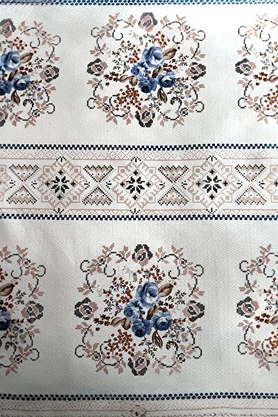 Alla Turca Single Cross Stitch Patterned Pique – Indigo |   160X240 cm |   100% Cotton