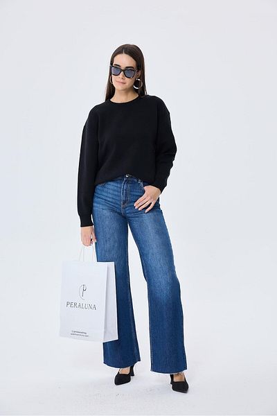 Peraluna Cleo Plain Knit Women's Seasonal Knitwear Sweater - Black