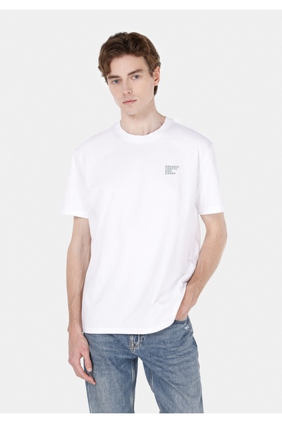 Colin's Tricou alb cu mânecă scurtă pentru bărbați, cu gât rotund, confortabil