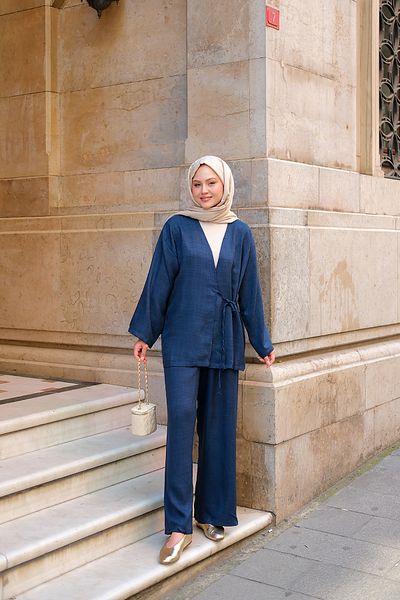 LOCCO Women's Double Breasted Collar Suit Navy Blue