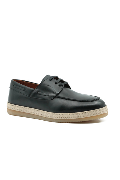 Tuna Genuine Leather Black Casual Men's Shoes Lace-Up - 4157