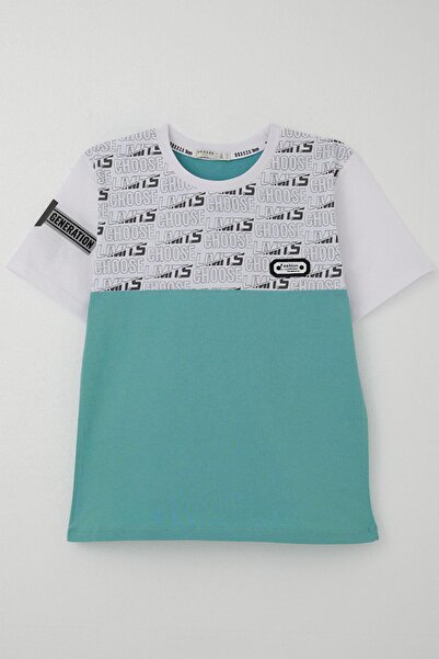 Breeze Boy's T-Shirt with Text Printed Crest Age 9-16, White