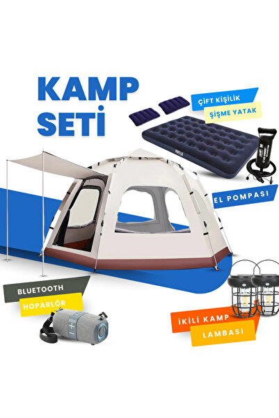 Yussraw 4-8 kişi 6 gen kamp çadırı seti taşınabilir otomatik 280*280*158 +lam...