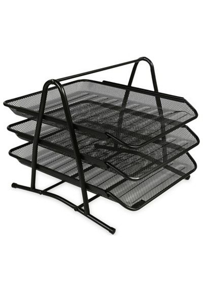 Glanart Metal Black 3-Piece Document Rack Movable System 1 Pc Metal Perforated