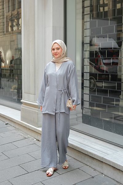 LOCCO Women's Double Breasted Collar Suit Gray
