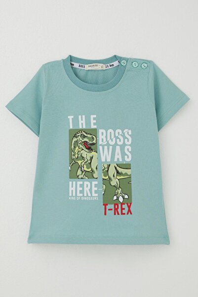 Breeze Tricou pentru băiat Dinozaur puternic cu imprimeu 1,5-5 ani, verde apă