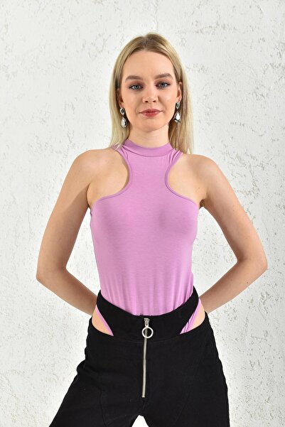 MOVİMENT Body fără mâneci cu gât roșu liliac
