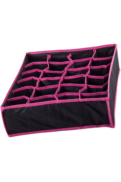 OEM Drawer organizer with 24 compartments, 32 x 32 cm, x 10 cm, pink/black