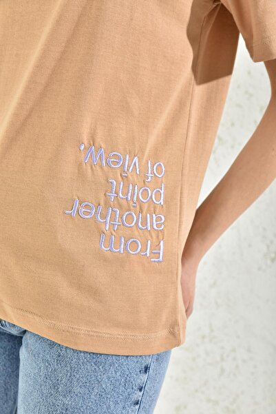 MOVİMENT Кафе с мляко Блуза с къс ръкав и бродерия