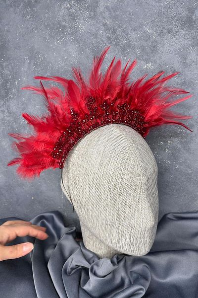 Hayalperest boncuk Feathered Crystal Beaded Arden Bridal Henna Crown