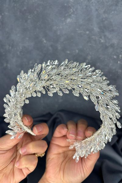 Hayalperest boncuk Transparent Salba Bridal Henna Crown and Hair Turban Accessory