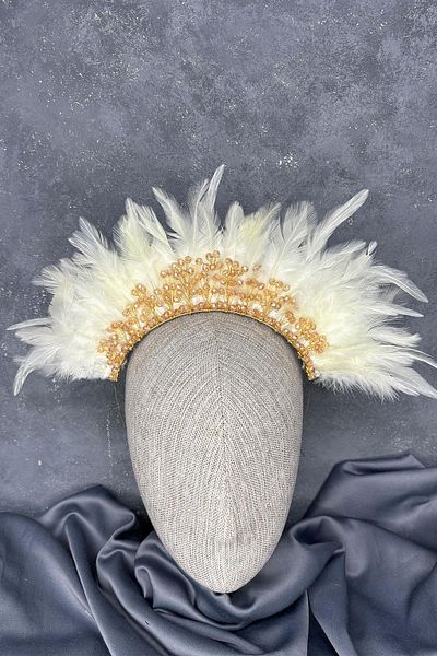 Hayalperest boncuk Feathered Crystal Beaded Arden Bridal Henna Crown