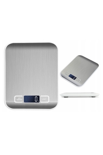 OEM Cantar electronic de bucatarie, plat, ecran LCD, functie TARA, 5kg / 1g, argintiu