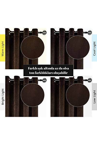 Pyramid Home Velvet Textured Background Curtain - Bitter Brown Velvet Textured Soft Rustic Eyelet Background Curtain