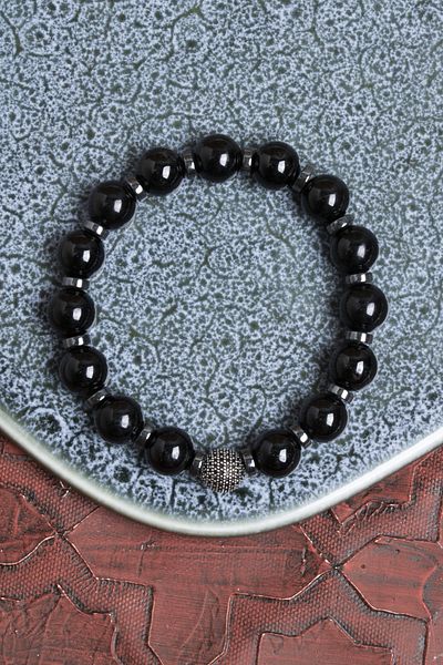 Saff Doğal Taş Certified Black Tourmaline Bracelet – with Silver Accessories