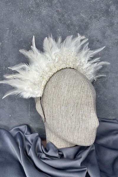 Hayalperest boncuk Feathered Crystal Beaded Arden Bridal Henna Crown