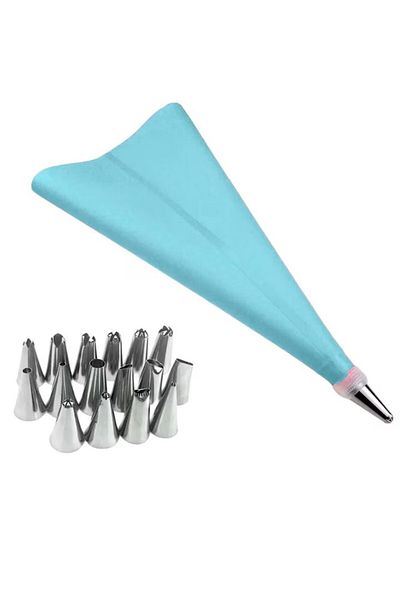 MACVI Set patiserie si cofetarie 16 piese Macvi® pos din silicon si duiuri din inox, albastru