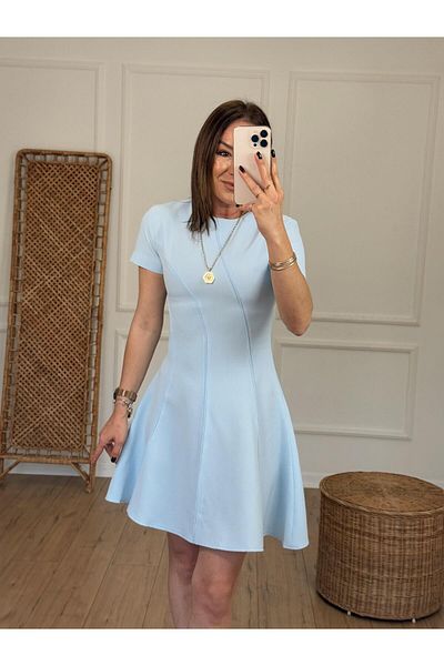 X-Young Short Sleeve Bell Dress Light Blue