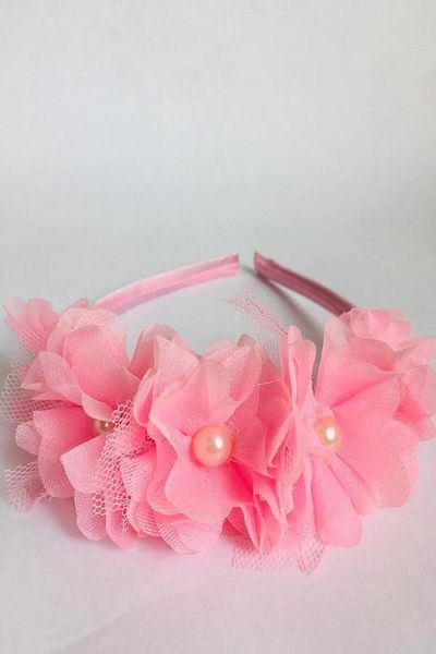Hayalperest boncuk Pink Chiffon Floral Satin Covered Wedding Engagement Bridal and Daughter's Crown