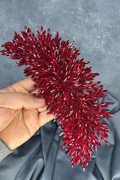 Hayalperest boncuk Burgundy Eva Dense Bead Embroidered Bridal Henna Crown – Elegant and Vibrant Henna Accessory