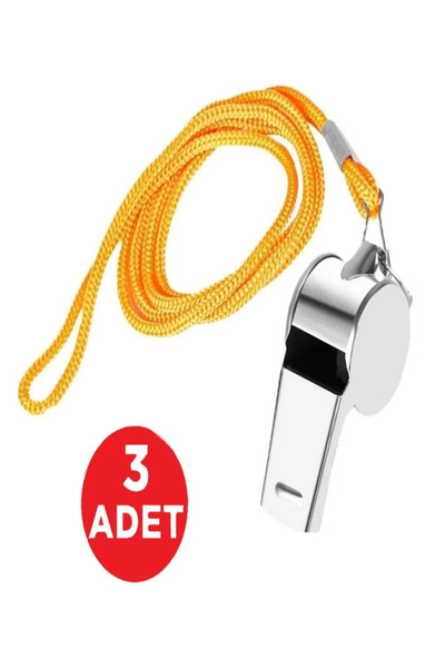POINTTECH Kaliteli 3 Adet Sarı İpli Paslanmaz Metal Deprem Düdüğü, Hakem, Can...