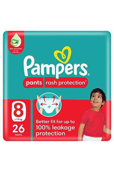 Pampers Rash Protection Pants Diapers, Size 8, 19+kg, 26 Count