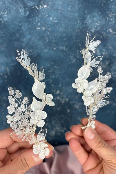 Hayalperest boncuk Hena Resin 2 Pack Hair and Turban Bridal Accessory