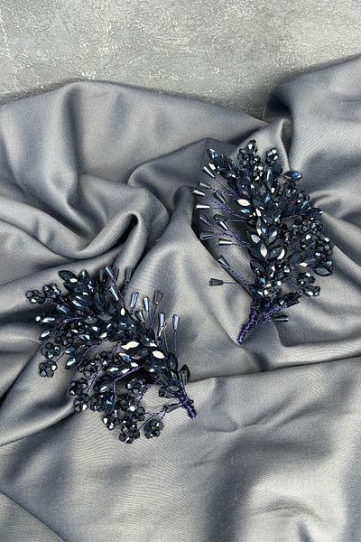 Hayalperest boncuk Navy Blue Selis Double Sided Bridal Henna Crown Hair Accessory