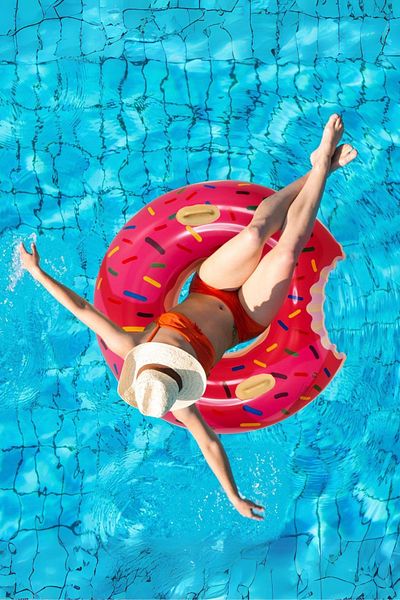 TUENGİ STORE Large Size Bitten Donut Patterned Inflatable Bagel with Grip Children's Sea Pool Swimming Ring 100 cm